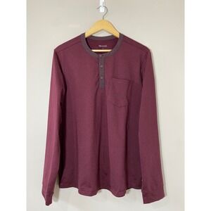 Outdoor Research Baritone Henley Shirt Mens Medium Long Sleeve Maroon Pocket UPF